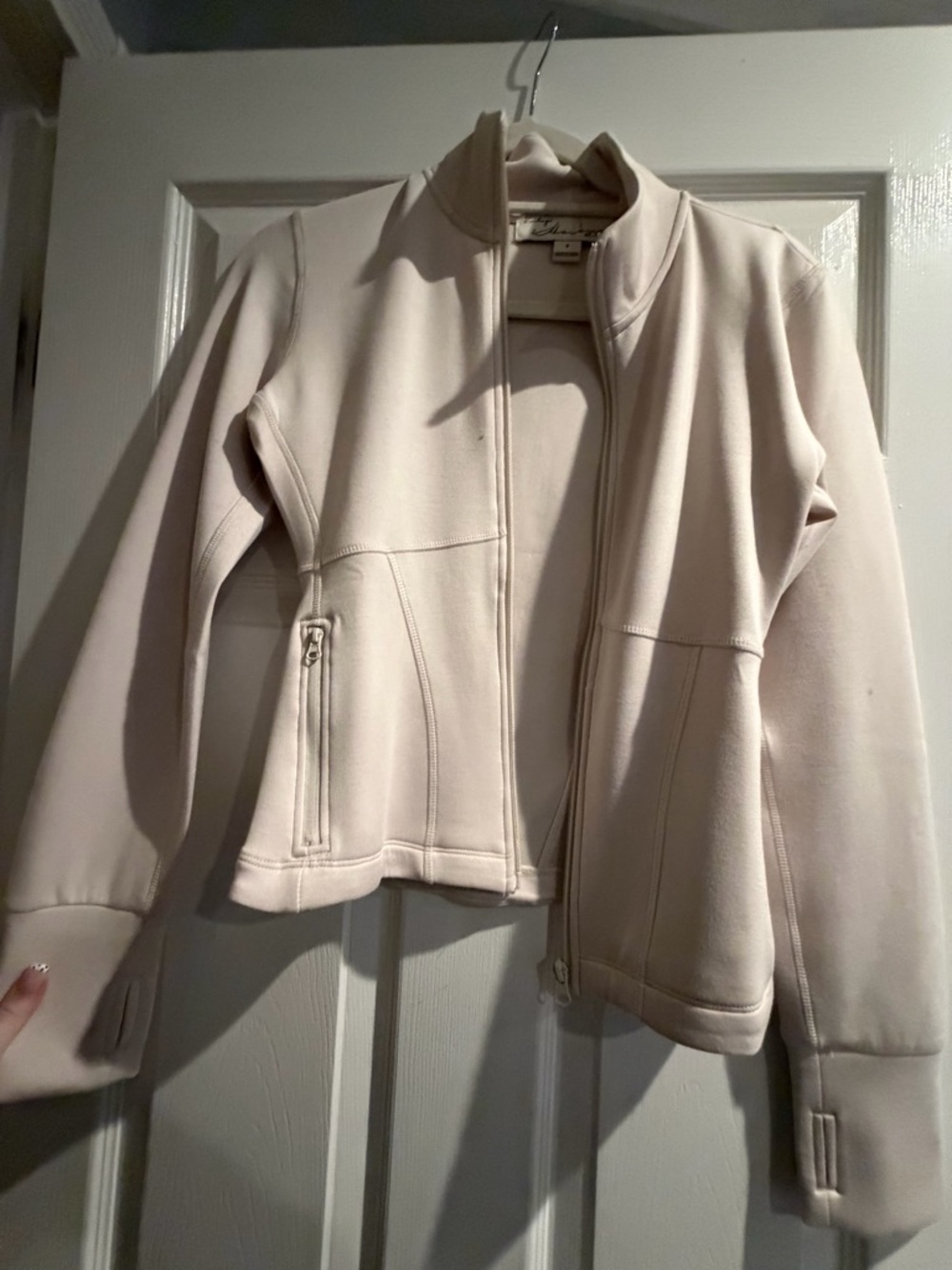 Women’s Light Cream Zip-Front Jacket